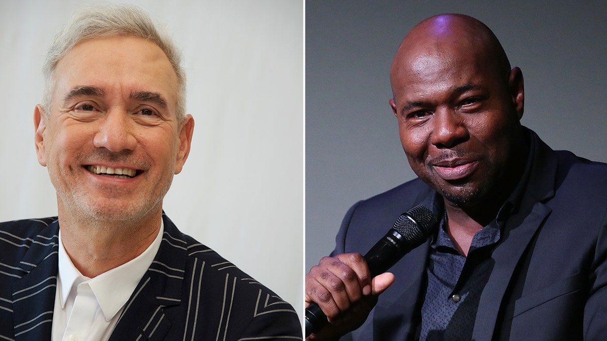 Side-by-side photographs of Roland Emmerich and Antoine Fuqua