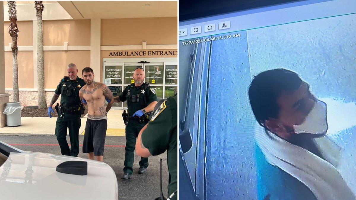 Split image of Anthony Romine after being arrested