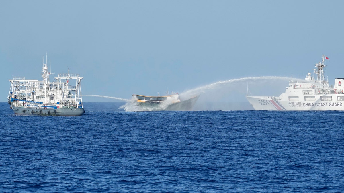 Philippine resupply vessel Unaizah May 4 is hit by two Chinese coast guard water canons as they tried to enter the Second Thomas Shoal.