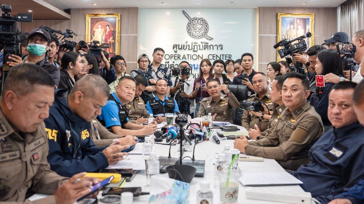 Thailand police hold a press conference 