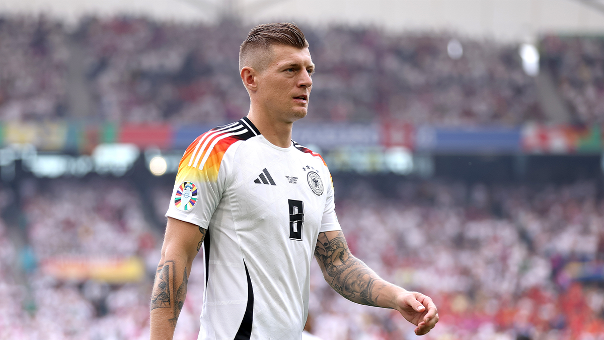 Toni Kroos of Germany looks on prior to the UEFA EURO 2024 quarter-final match between Spain and Germany at Stuttgart Arena on July 05, 2024 in Stuttgart, Germany.