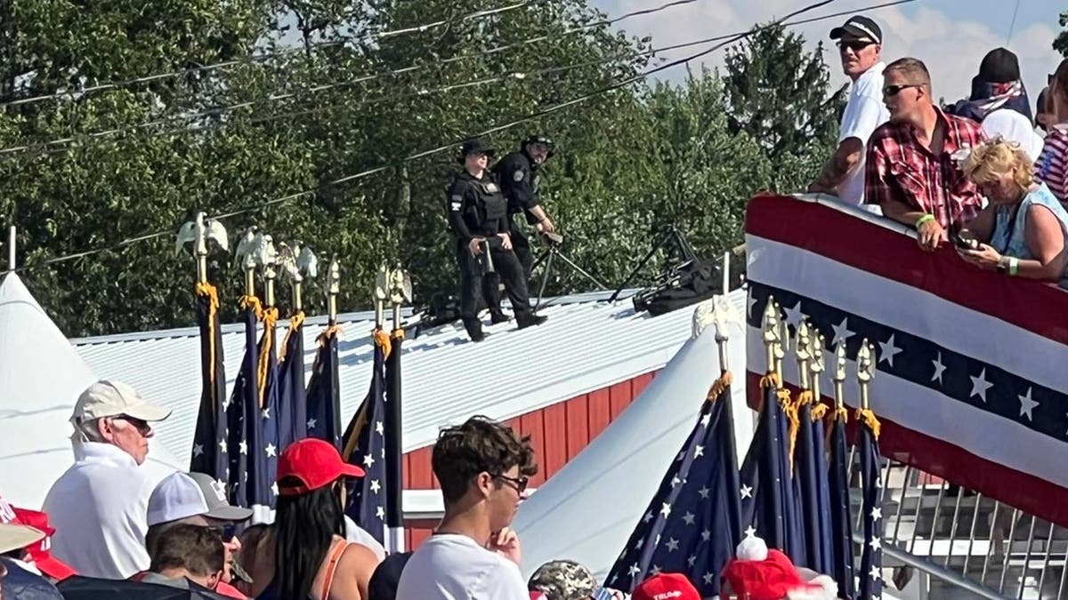 Police snipers on the roof at the rally where an assassination attempt was made on the life of former President Donald Trump