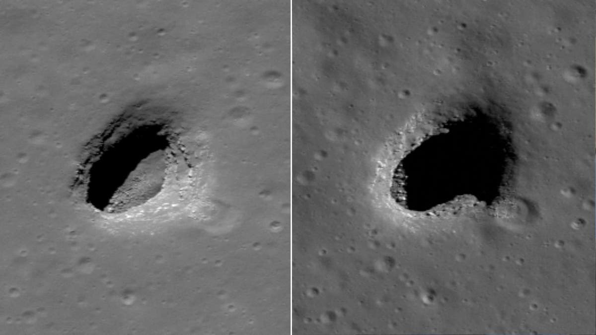 two views of a moon pit