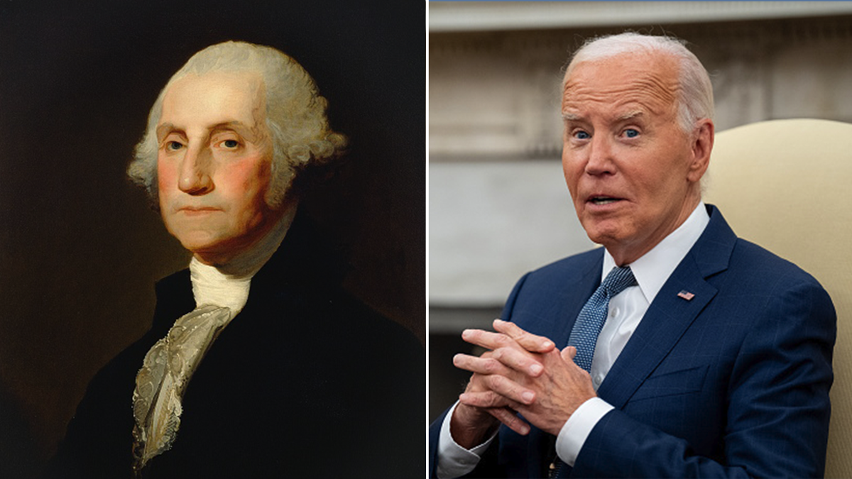 George Washington and Joe Biden split image