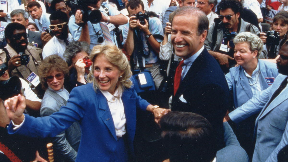 Joe Biden with Jill in 1988 campaigning
