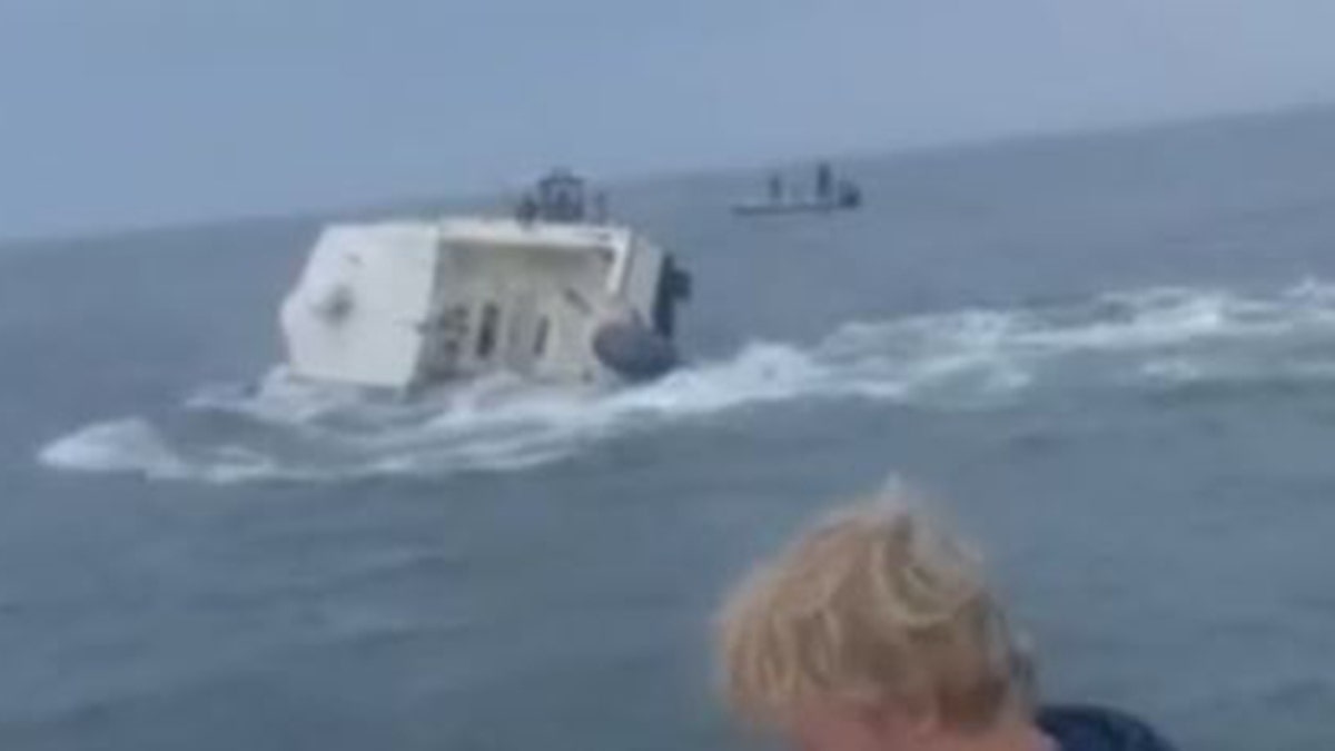 Boat on its side