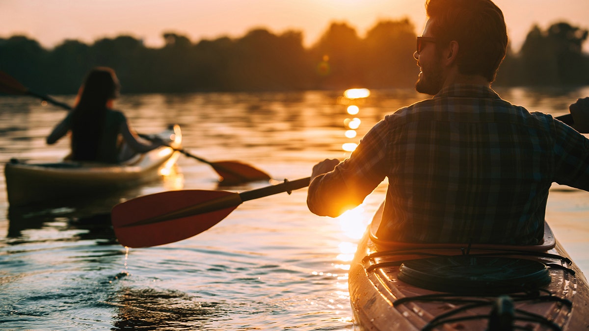 Couple kayaking