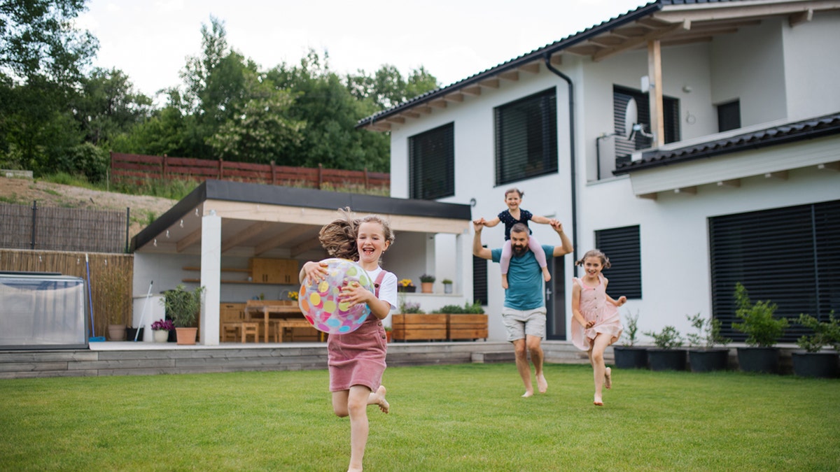 Kids playing in the backyard