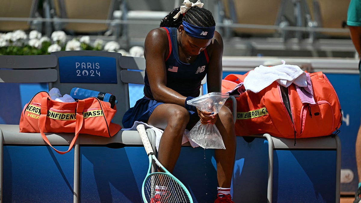 Coco Gauff on the bench