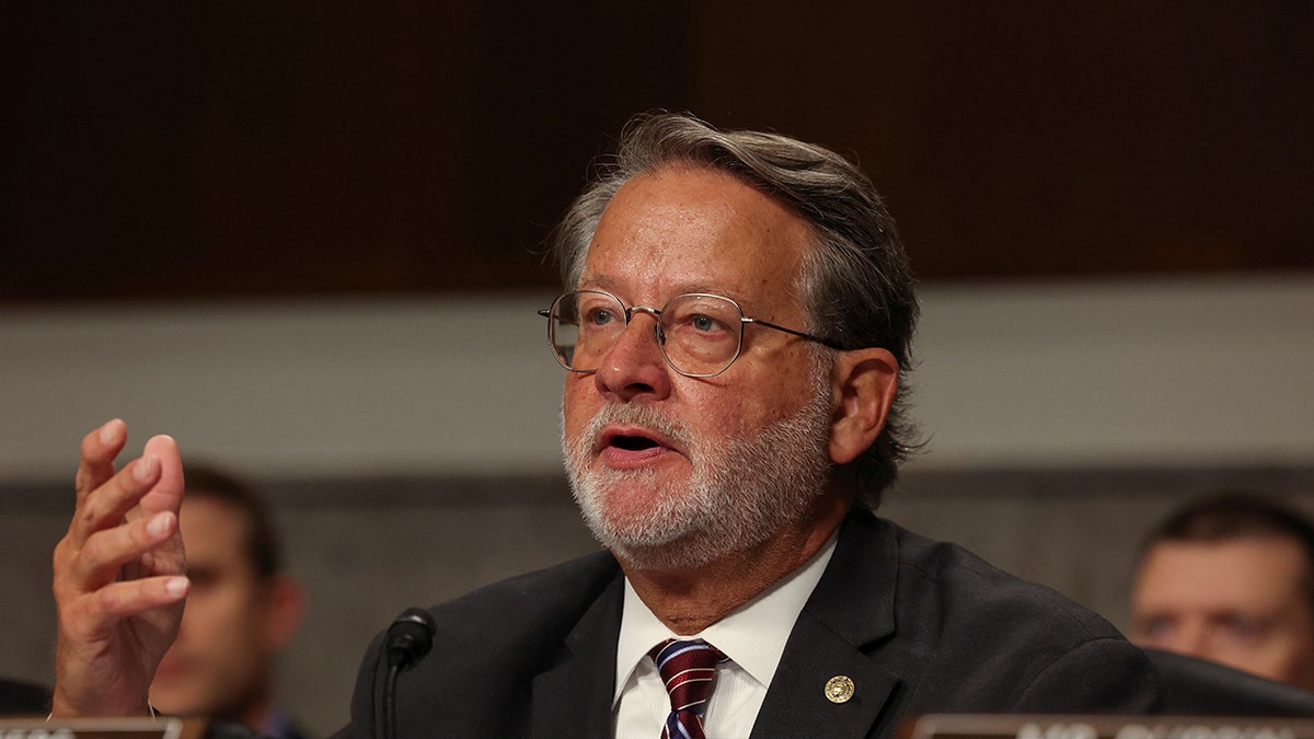 President of the American Senator Committee Gary Peters speaking