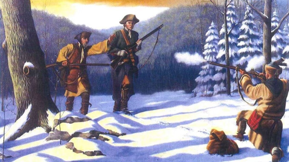 Painting of the attempt on George Washington's life.