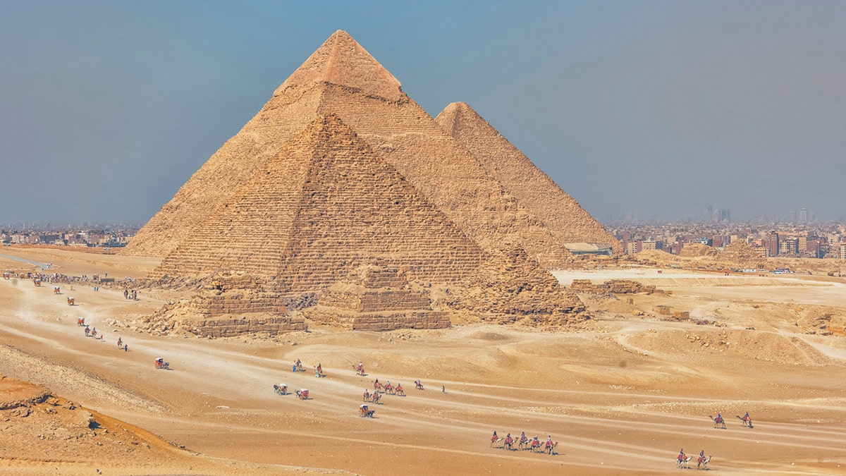 The Great Pyramids of Giza in Egypt.