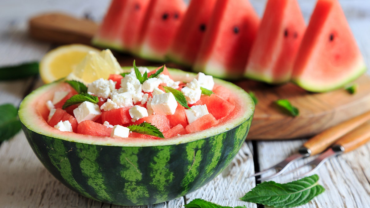 watermelon salad with cheese