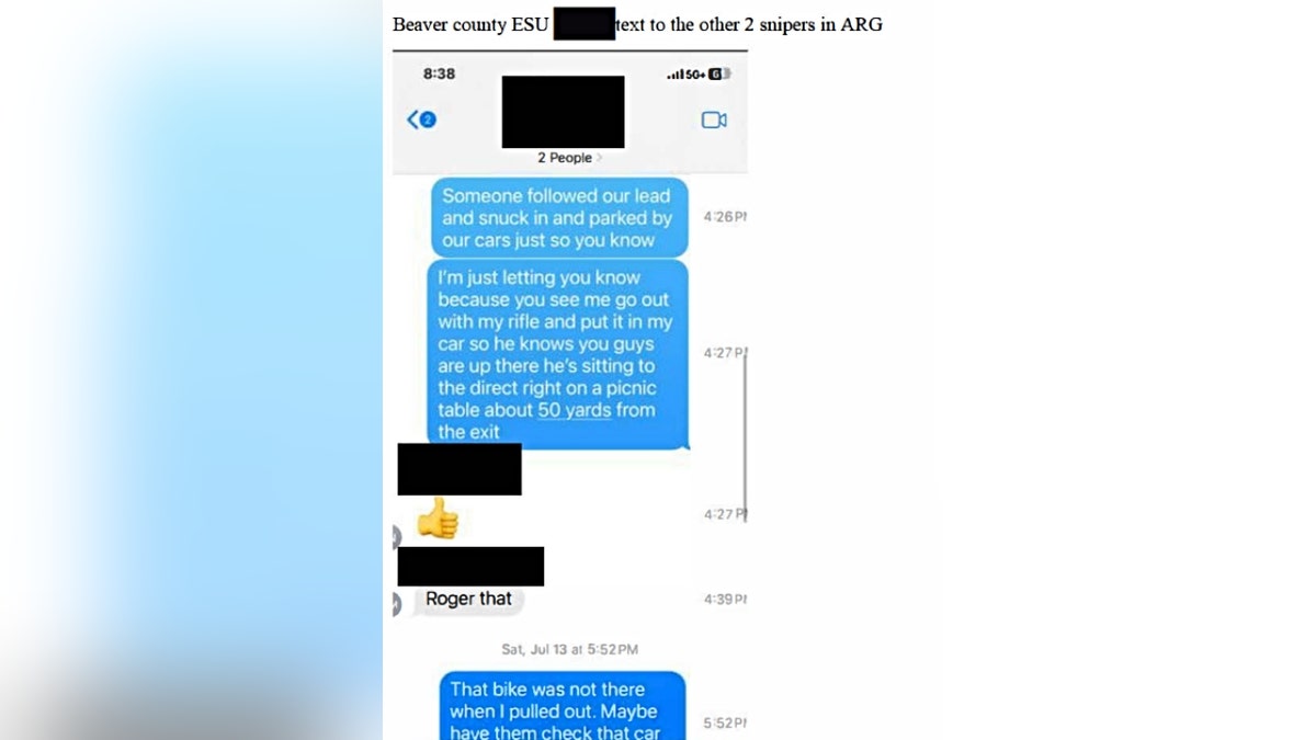 Texts obtained by Sen. Chuck Grassley's office show a countersniper at the Trump rally alerting other countersnipers to a young man sitting on a picnic table near the AGR building around 4:26 p.m. on July 13.