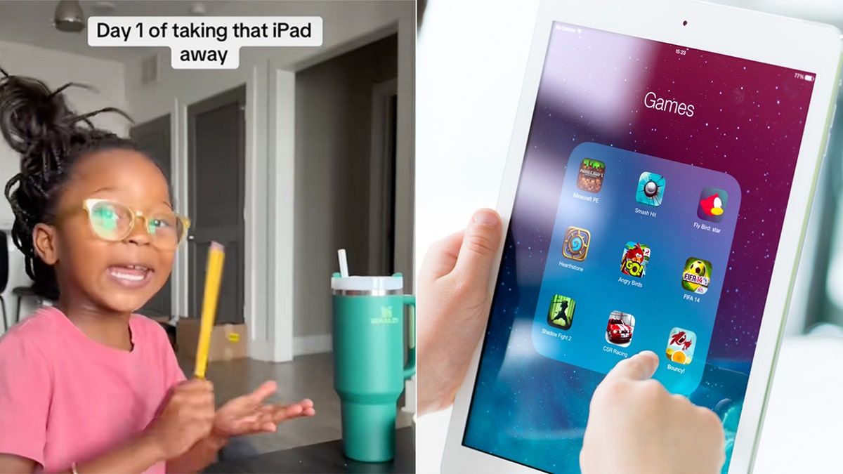 Young girl TikTok and iPad
