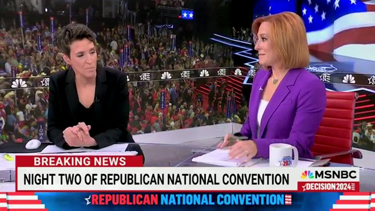 Screengrab: Rachel Maddow and Jen Psaki cover the GOP convention on MSNBC