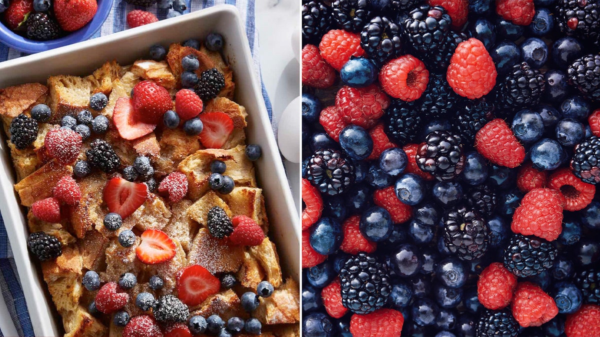 tostadas francesas de la noche a la mañana con frutas del bosque