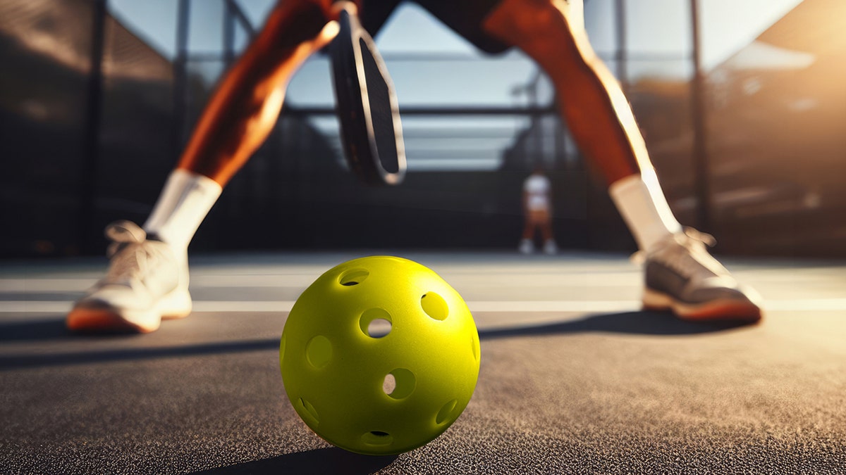 Individual playing pickleball