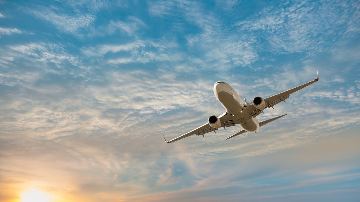 A plane flying in the sky