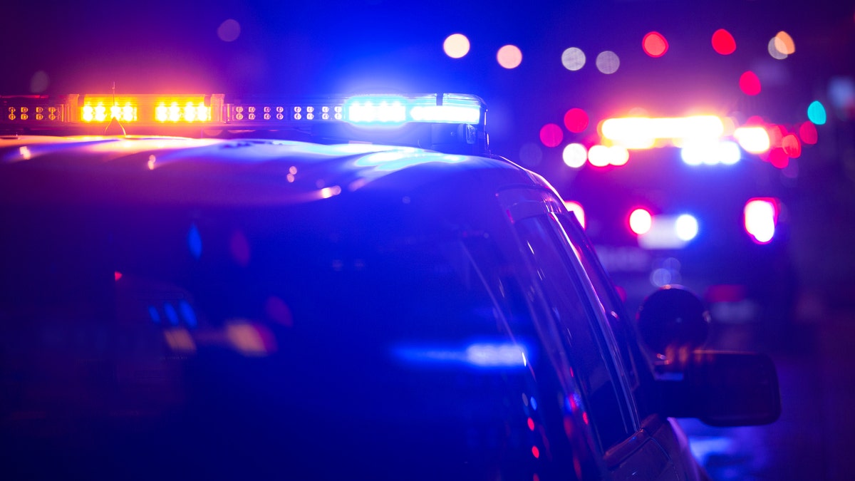 Police cars at night