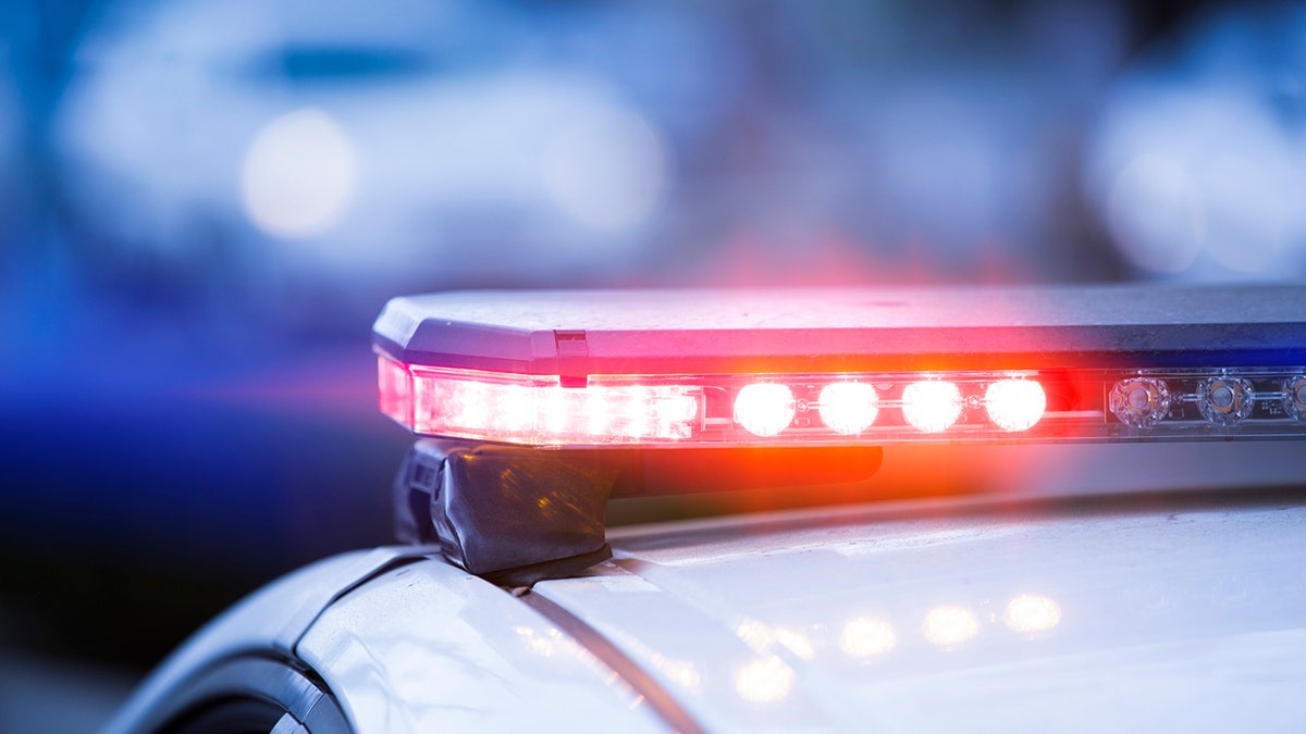 Close-up of police lights on car