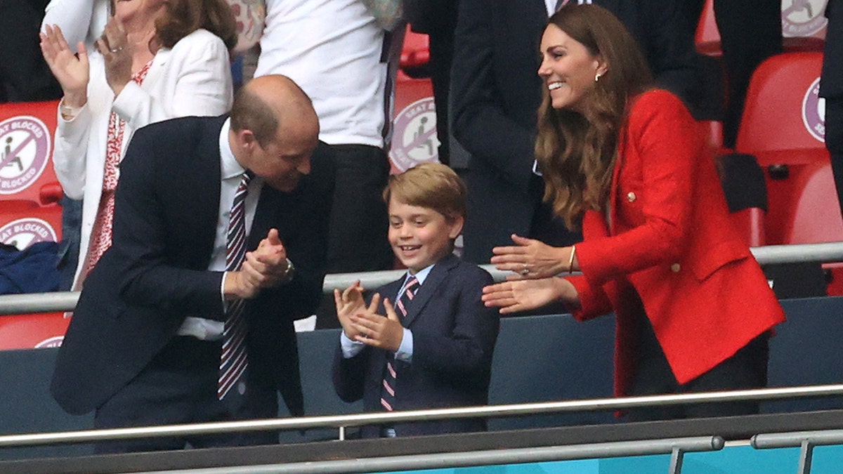 Prince George, Prince William and Princess Kate at the UEFA game