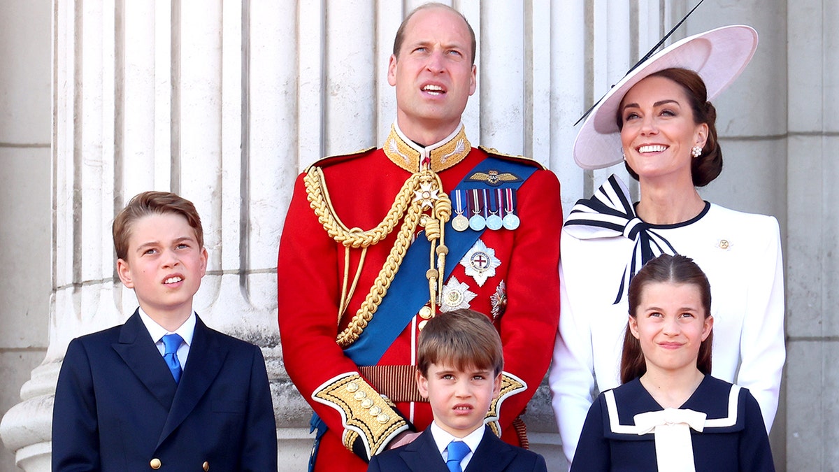 Prince George and his family on the Buckingham Palace balcony in June 2024.