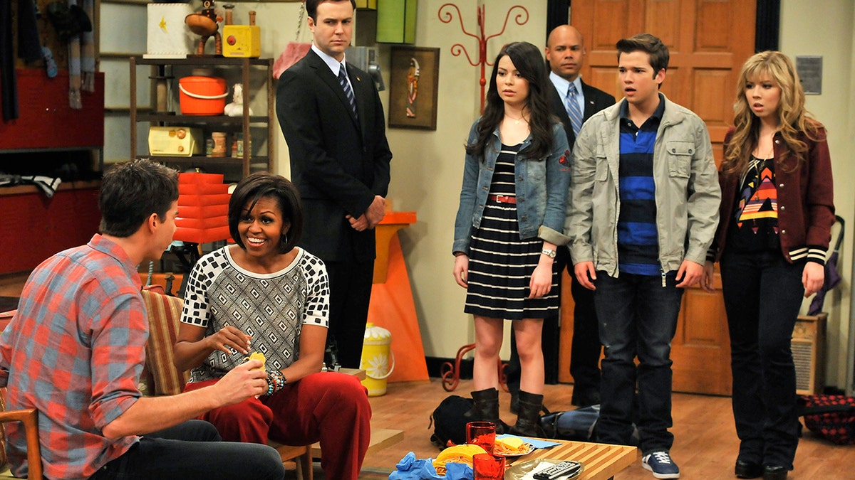 Michelle Obama on the set of iCarly