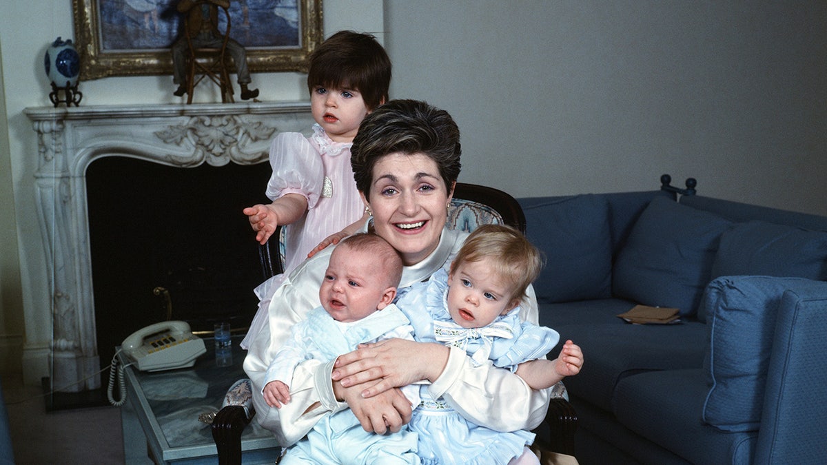 Sharon Osbourne with all three children in 1986