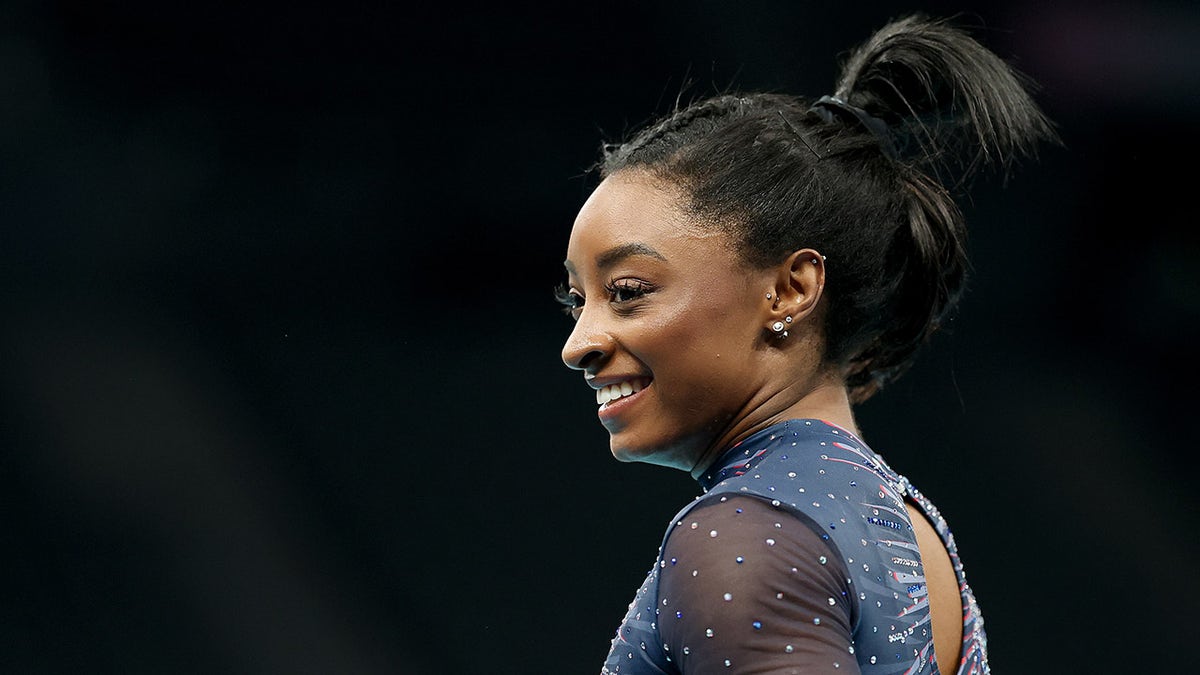 Simone Biles smiles