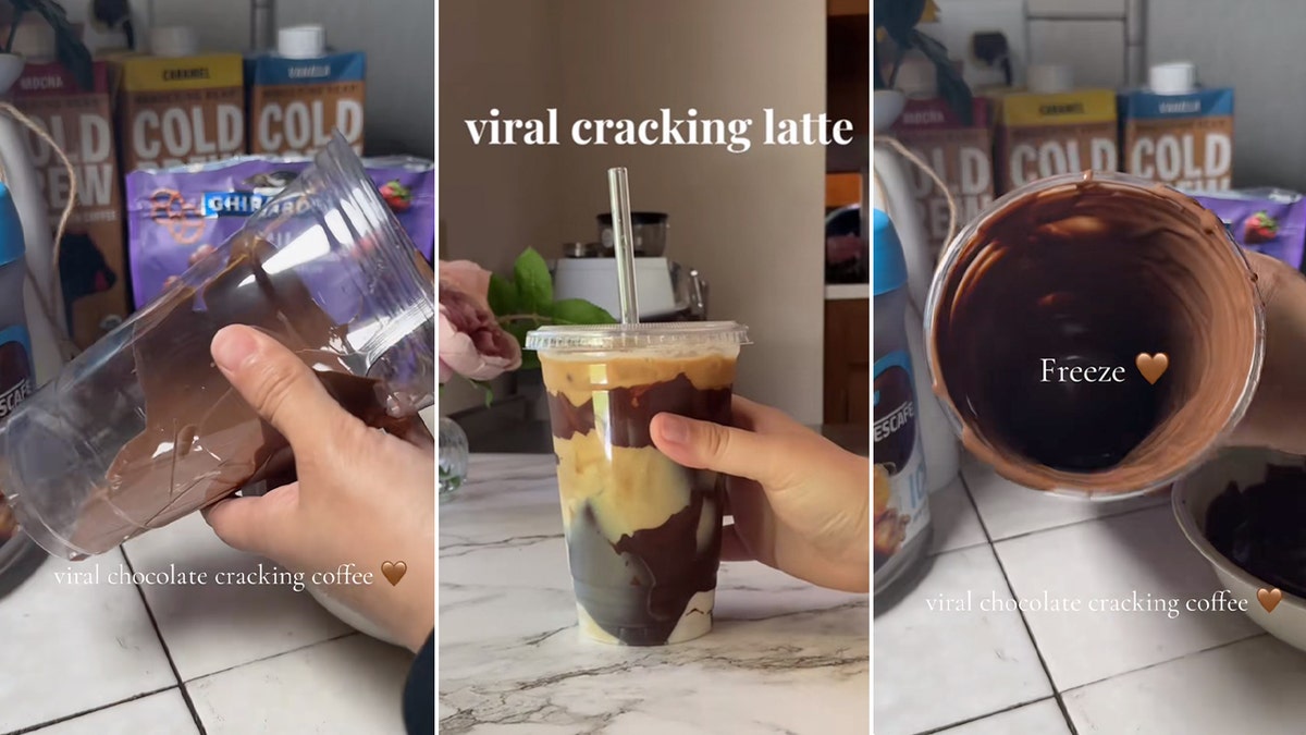 viral cracking latte split