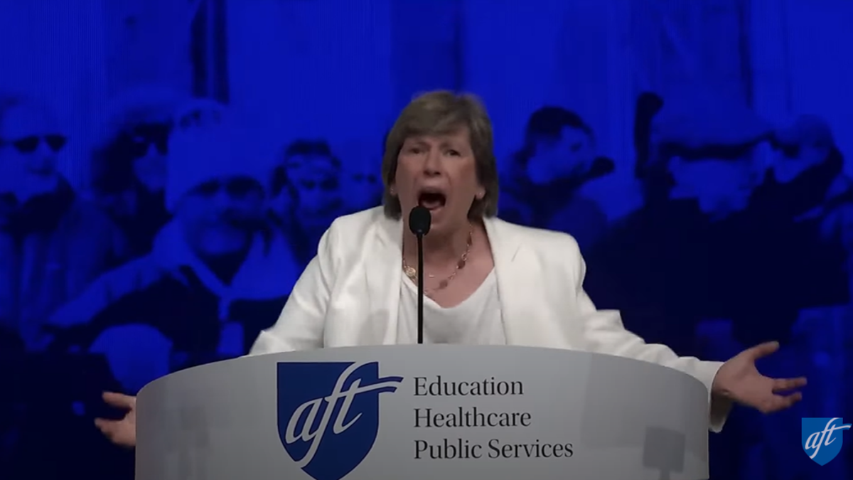 Randi Weingarten, the boss of a national teachers union warned former President Trump could bring fascism to America if re-elected.