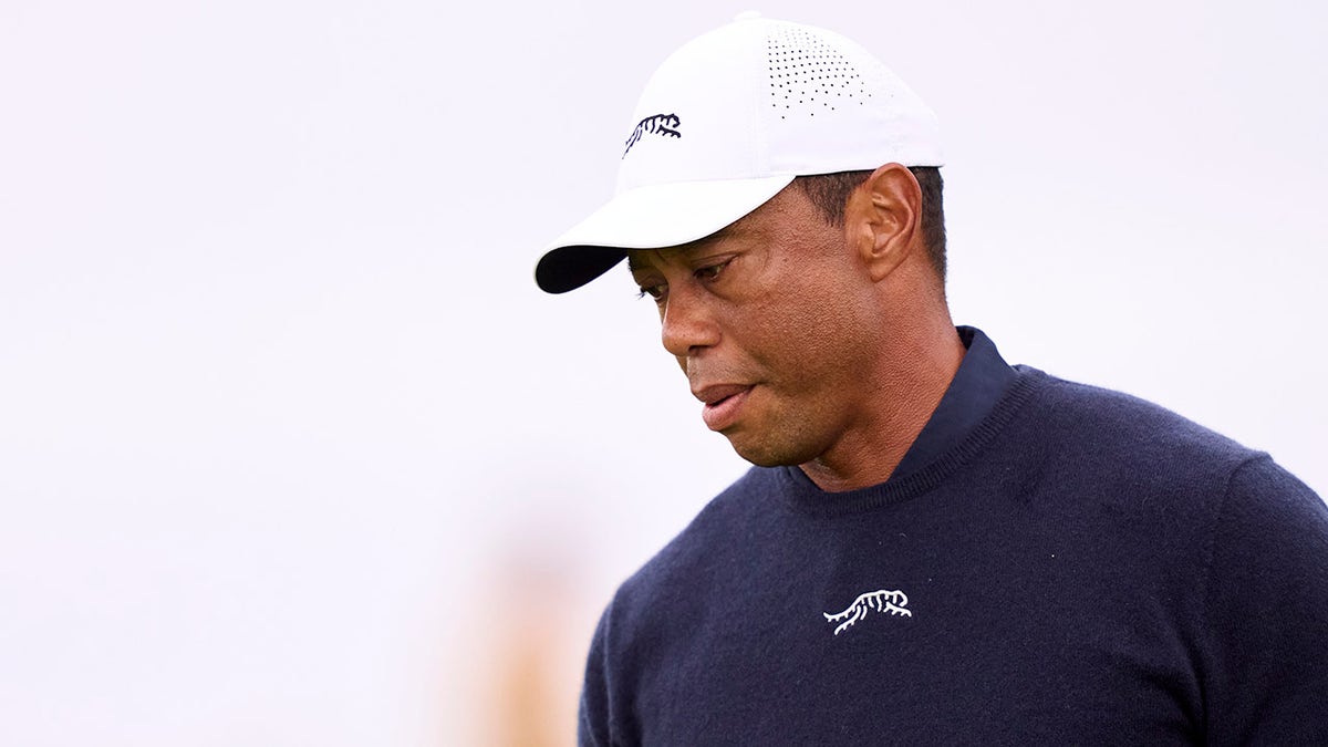 Tiger Woods looks on at the British Open