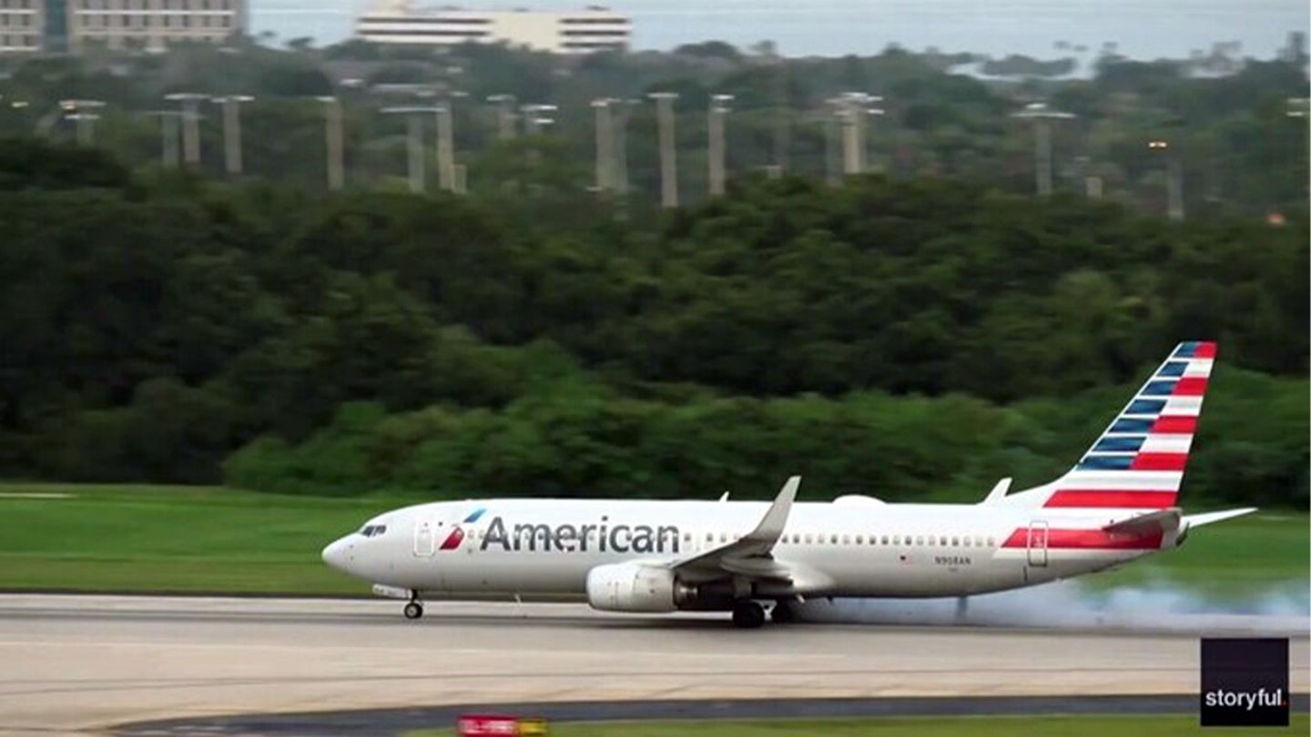 American Airlines Plane Tire Catches Fire During Takeoff