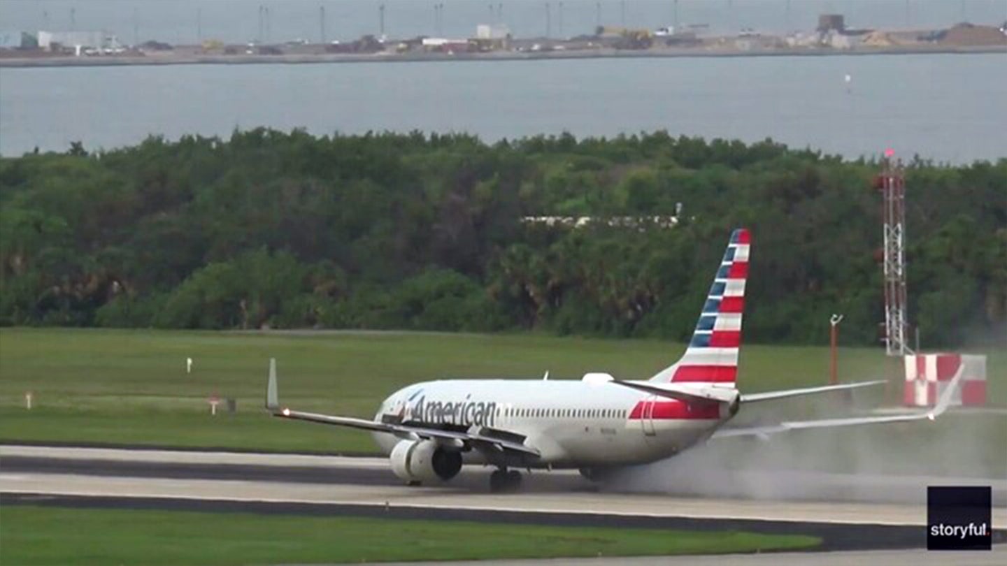 American Airlines Plane Catches Fire During Takeoff, Tire Blows