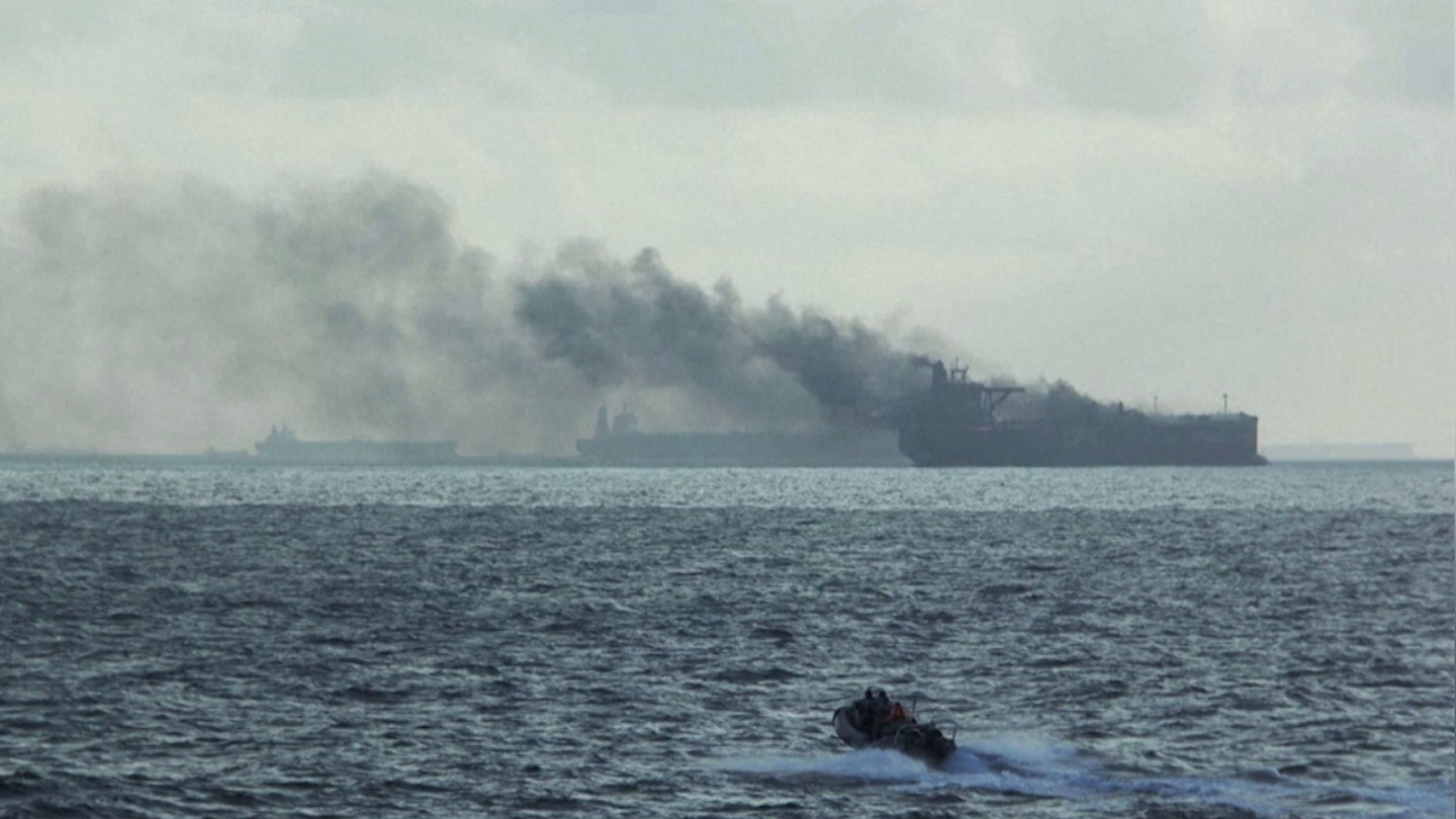 Singapore Navy Rescues Crews from Blazing Oil Tankers