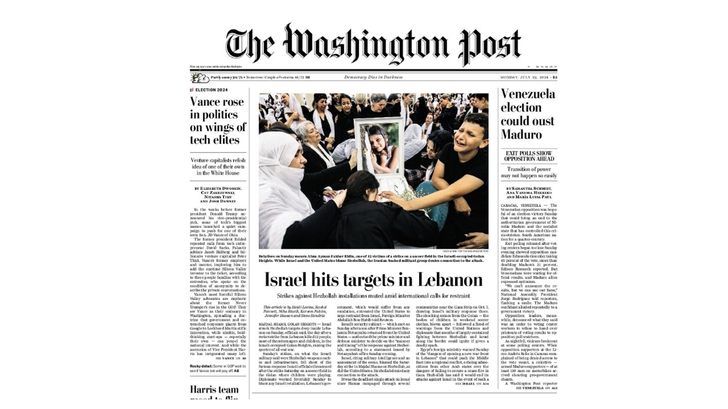 The Post's Misleading Headline Distorts Hezbollah's Deadly Attack