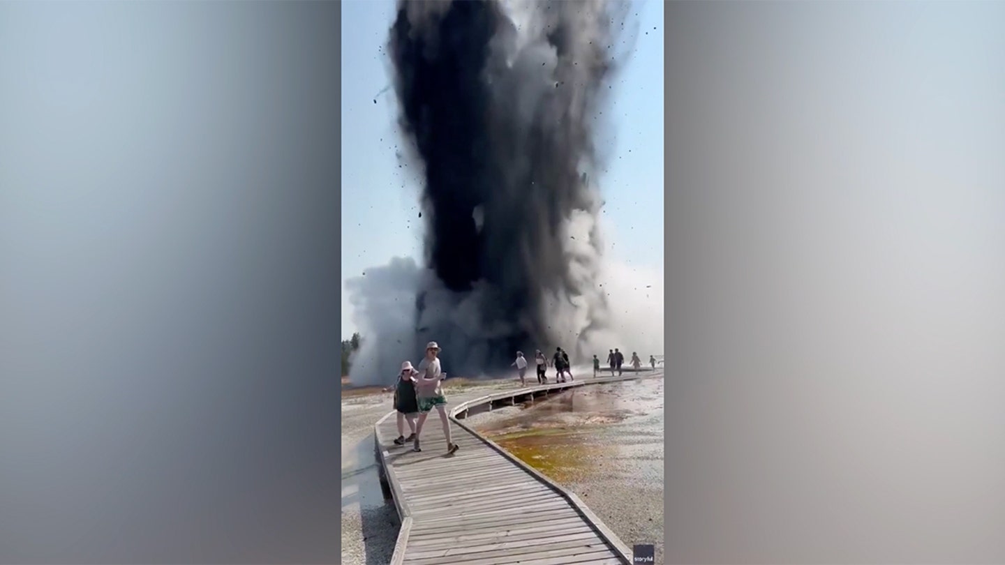 Yellowstone Explosion Catches Tourists Off Guard, Leaving Debris and Smoke