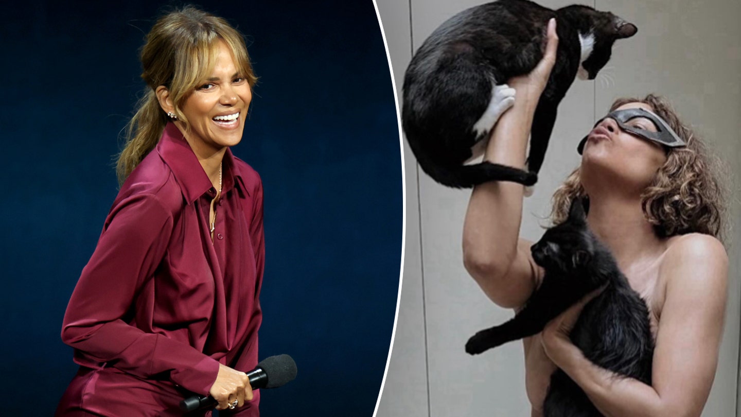 Halle Berry Celebrates 'Catwoman' Anniversary with Topless Cat Photos