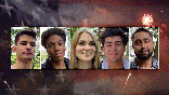 American voters over video background of fireworks