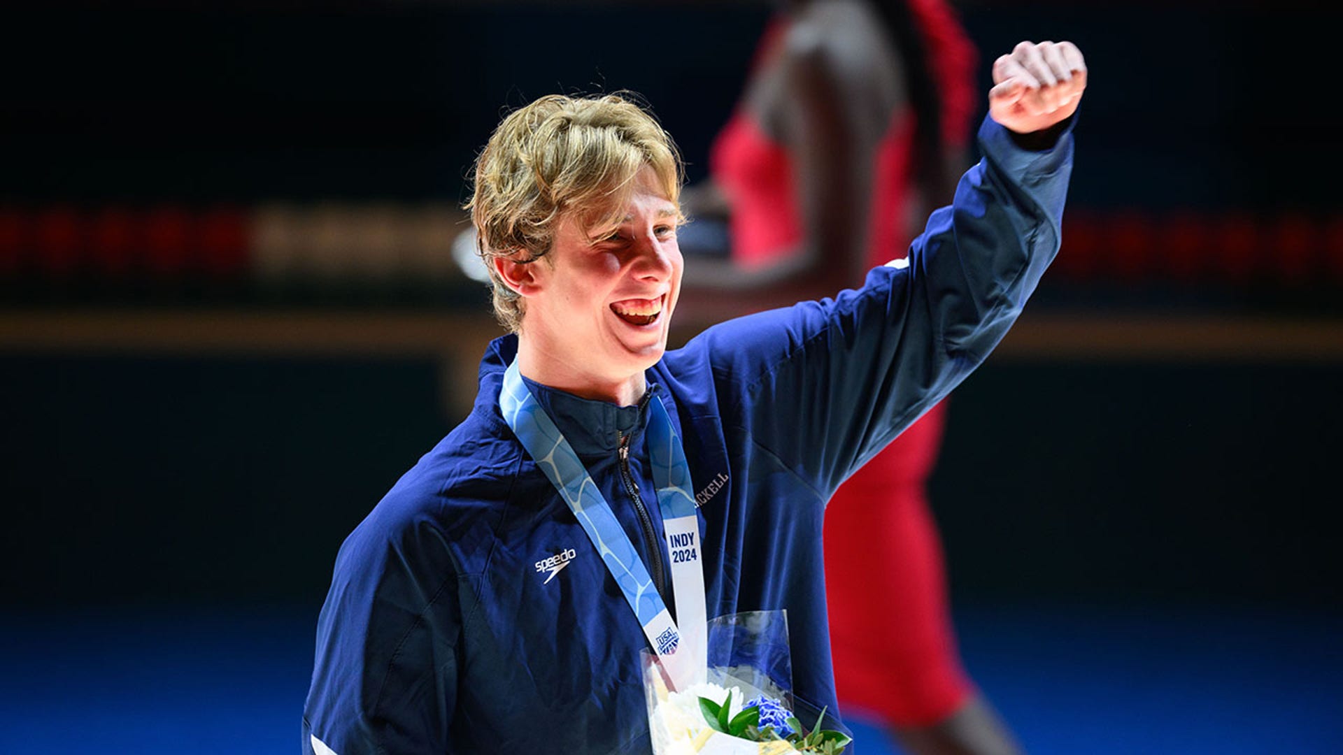 Aaron Shackell celebrates