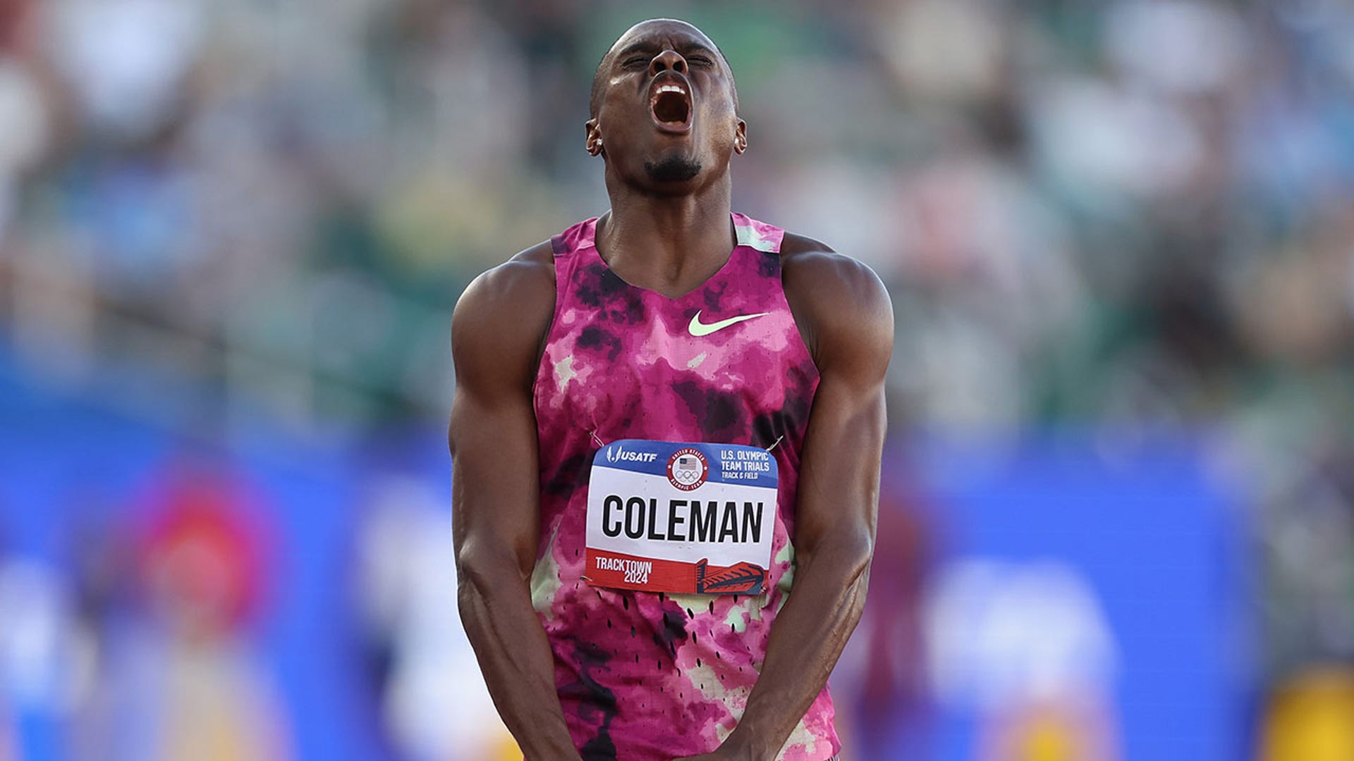 Christian Coleman reacts