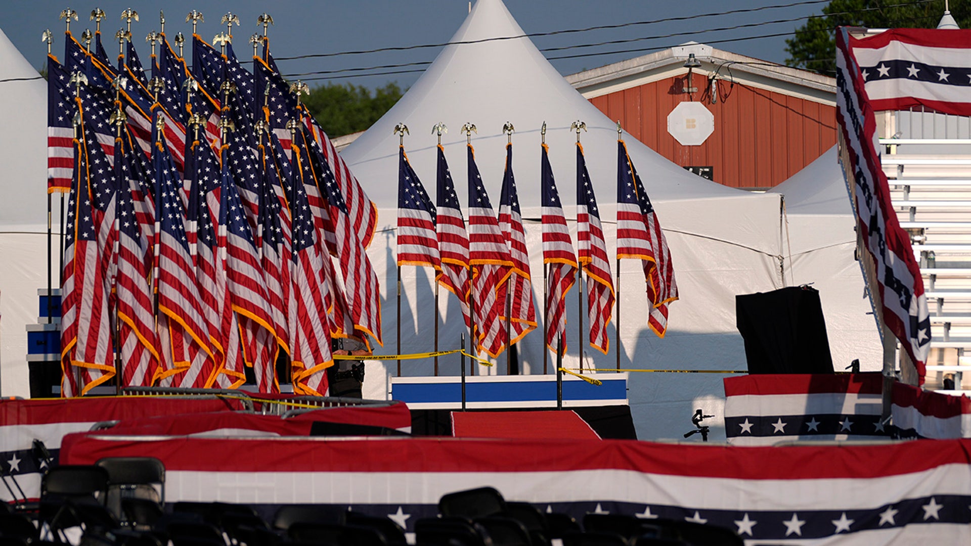 A campaign rally site for Republican presidential candidate former President Donald Trump