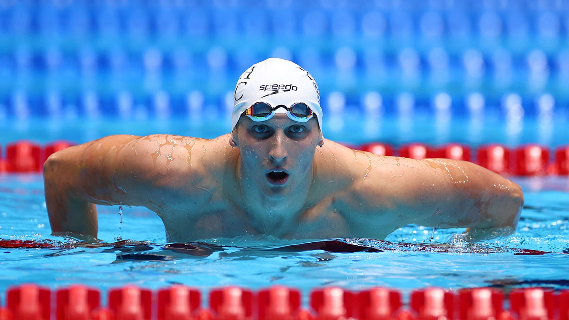 Kieran Smith looks on