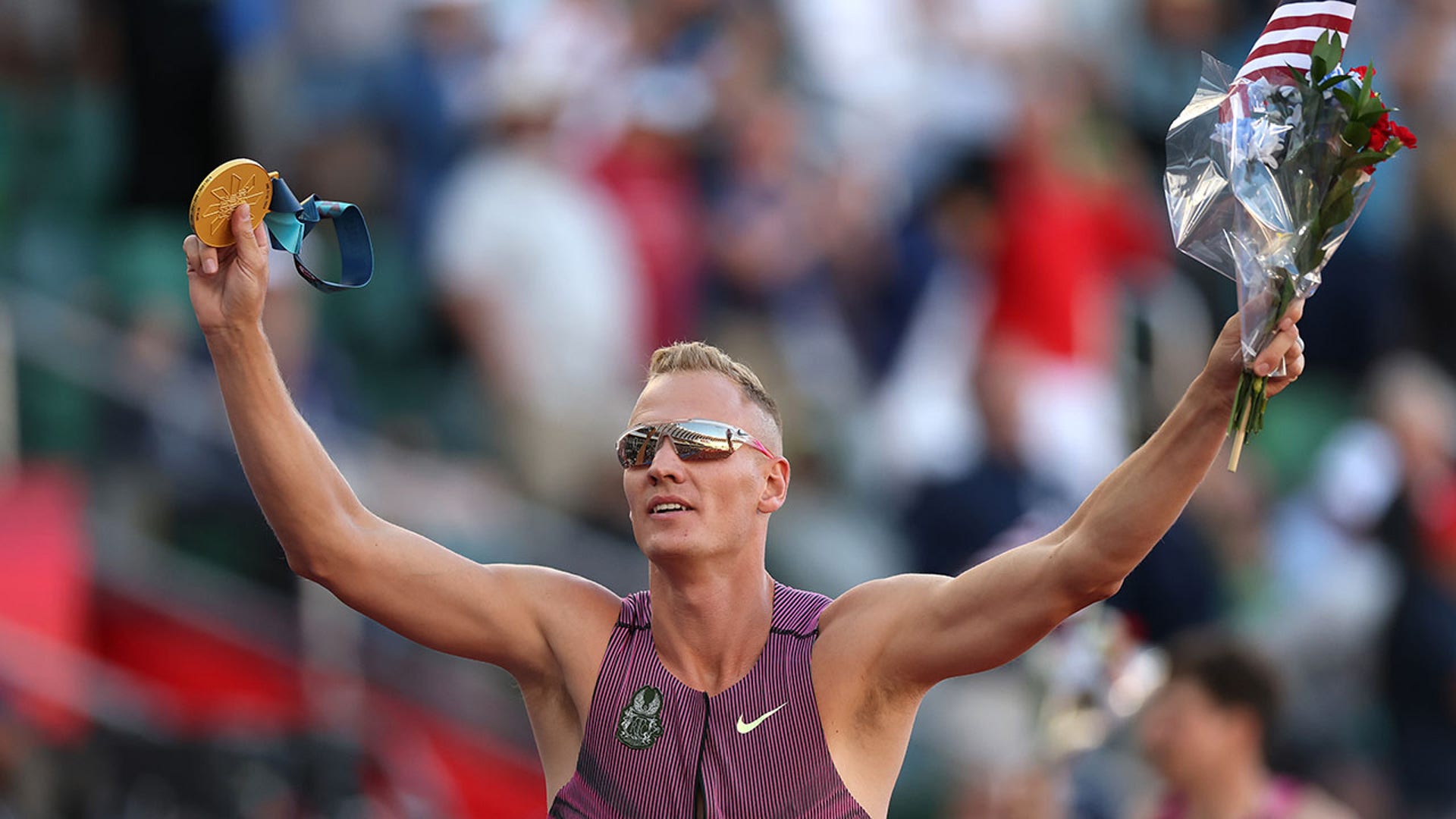 Sam Kendricks celebrates