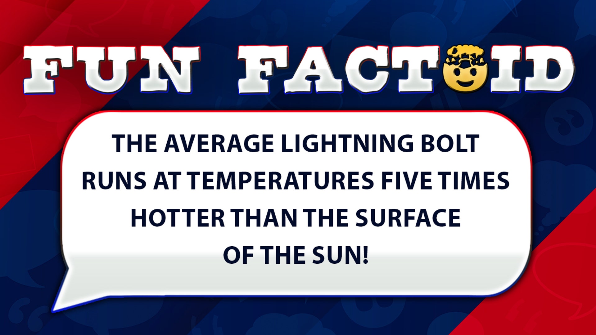 The average lightning bolt runs at temperatures five times hotter than the surface of the sun!