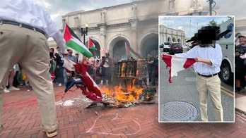 Patriot rescues fragment of Old Glory as pro-Hamas agitators burn American flag in viral video