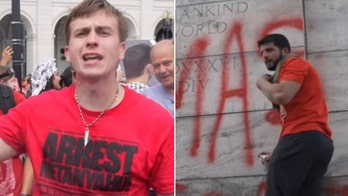 Suspects accused of assaulting officer, spray-painting property in anti-Israel riot sought by police