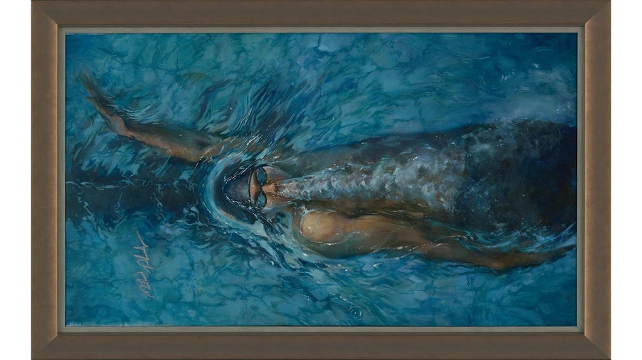 Michael Phelps in 2008 Beijing Olympics painted by Brian Fox