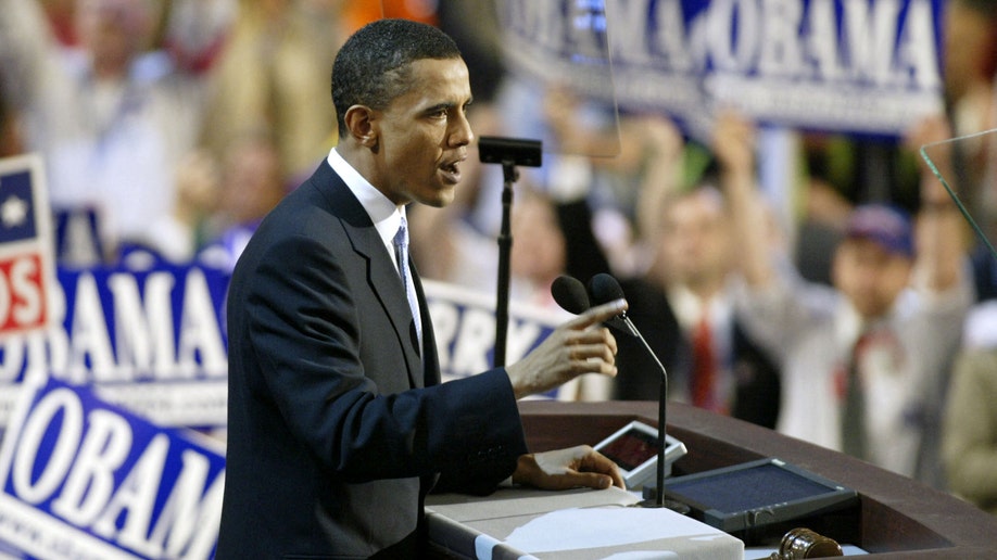 Barack Obama speaking at Democratic National Convention